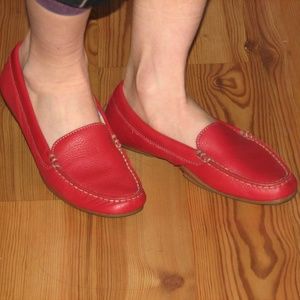 Rockport Red Leather Slip-on Flats Shoes